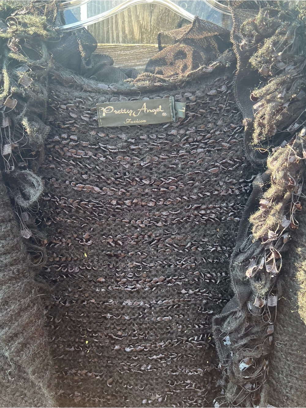 Pretty Angel Black Textured Open-Front Women's Sweater Cardigan - Picture 4 of 5